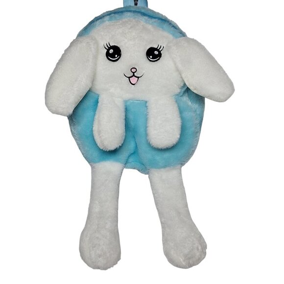 Easter Bunny Rabbit Kids Backpack Plush Moving Ears Zip Up 22" - Picture 1 of 3